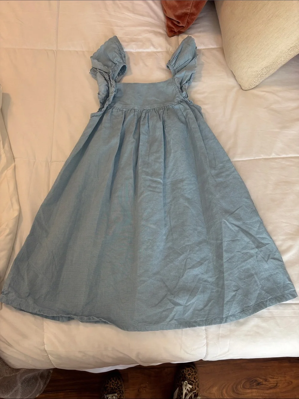 Edgehill Collection Light Blue Girls' Ruffle Strap Dress